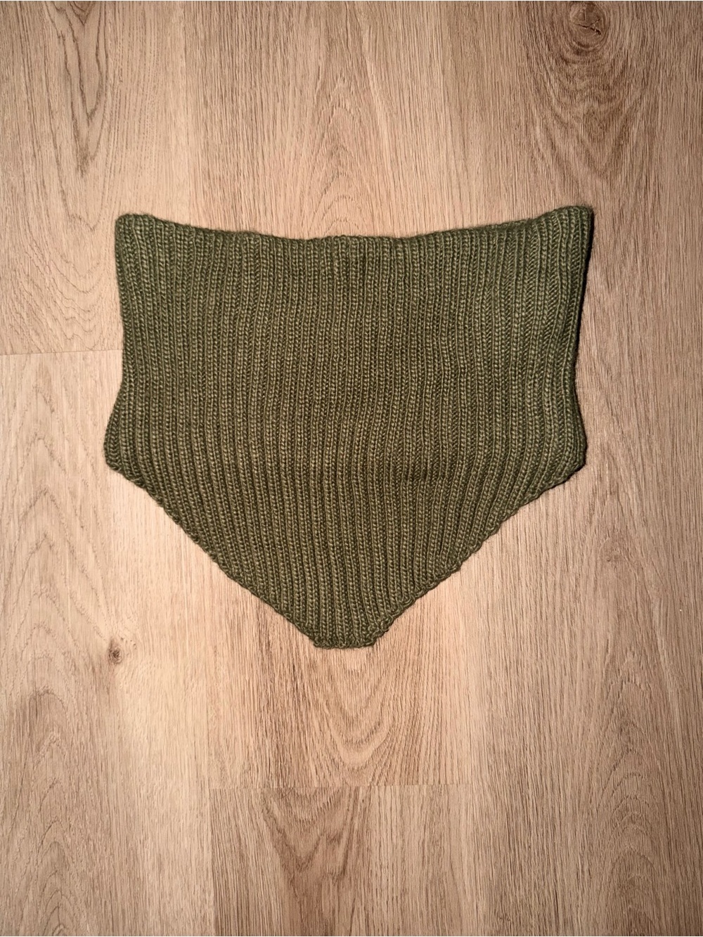 Olive Green Knit Triangle Top| Ribbed Bandana Styled Crop Top